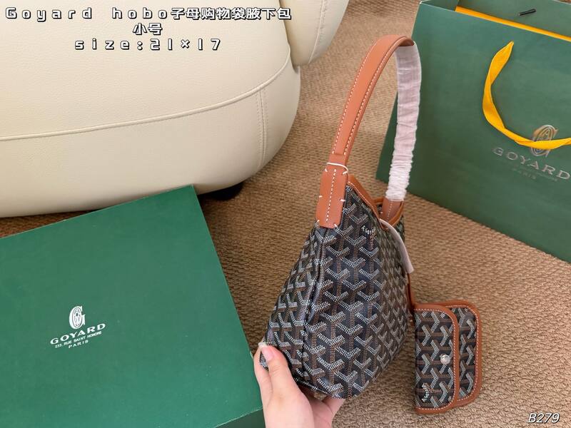 Goyard Hobo Black/Tan small shoulder — 1:1 Replica
