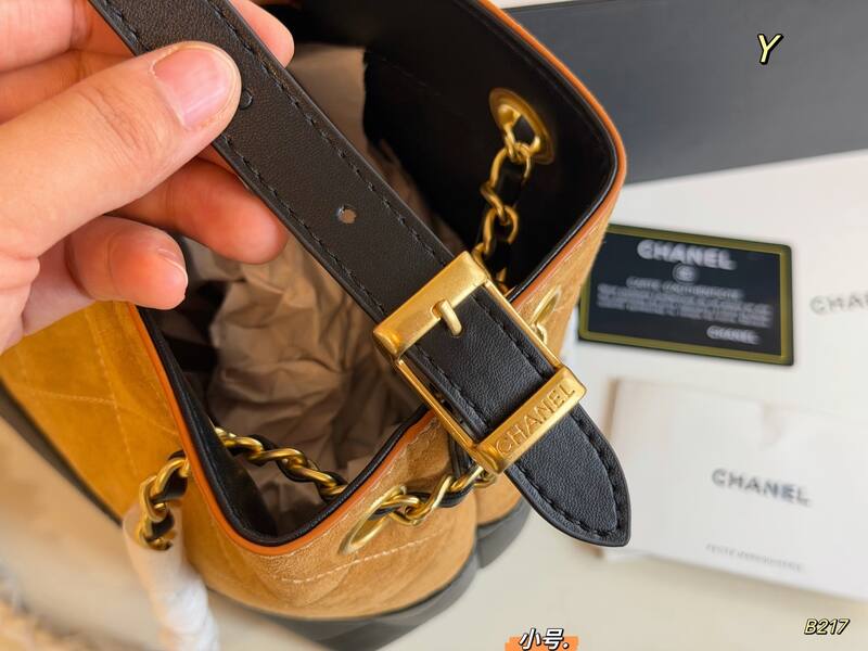 Chanel Tan Black small shoulder — Top Quality Replica