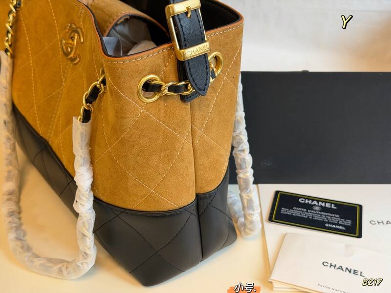 Chanel Tan Black small shoulder — Top Quality Replica