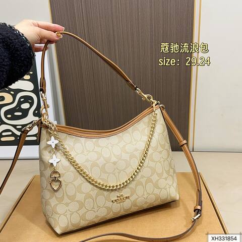 Coach Signature Coated Canvas Brown 29x24cm shoulder AAA Quality Replica