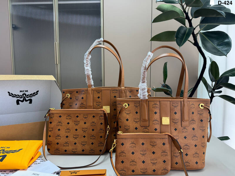 MCM Toni Monogram Pink / Monogram Beige 26x21x12cm tote bag — AAA Quality Replica