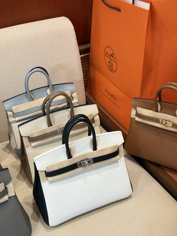 Hermes Birkin White and black handbag — AAA Quality Replica
