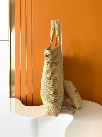 YSL Beige straw tote Top Quality Replica