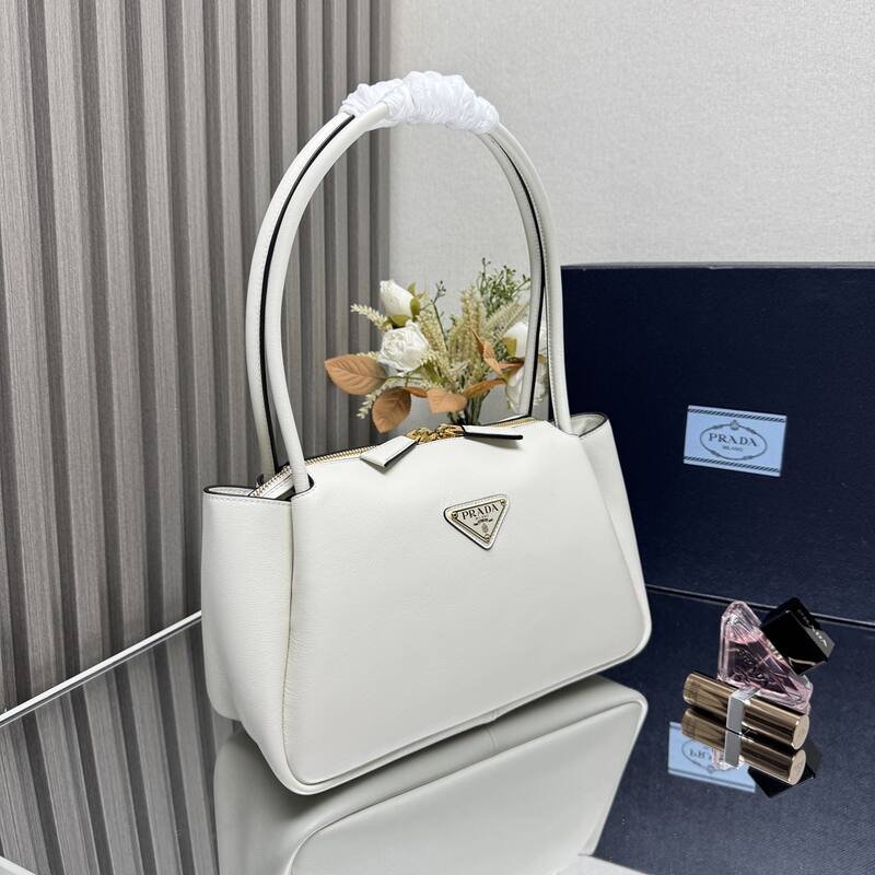 Prada White leather 28x18x11cm shoulder — 1:1 Replica