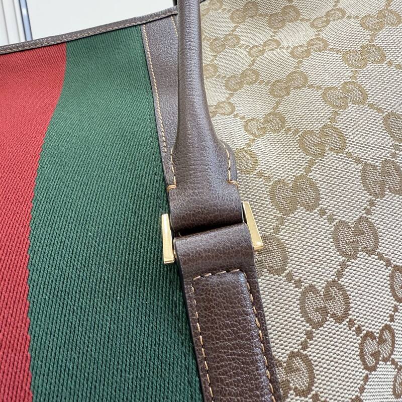 Gucci Ophidia tote Beige Ebony GG Supreme with green and red Web — AAA Quality Replica
