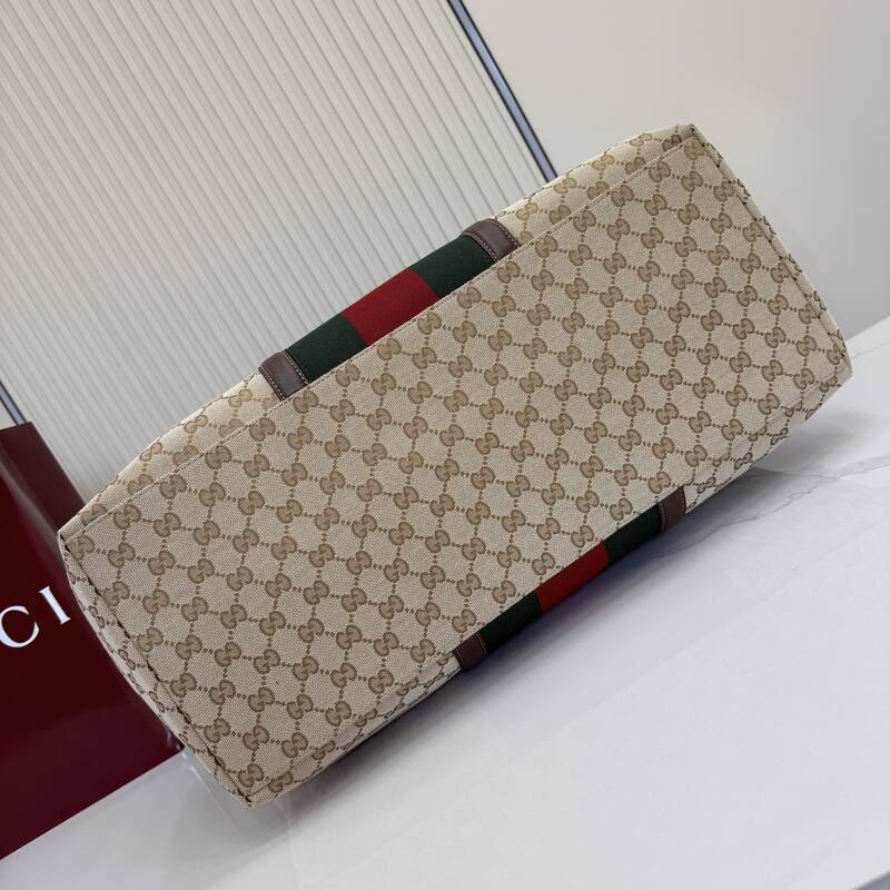 Gucci Ophidia tote Beige Ebony GG Supreme with green and red Web — AAA Quality Replica