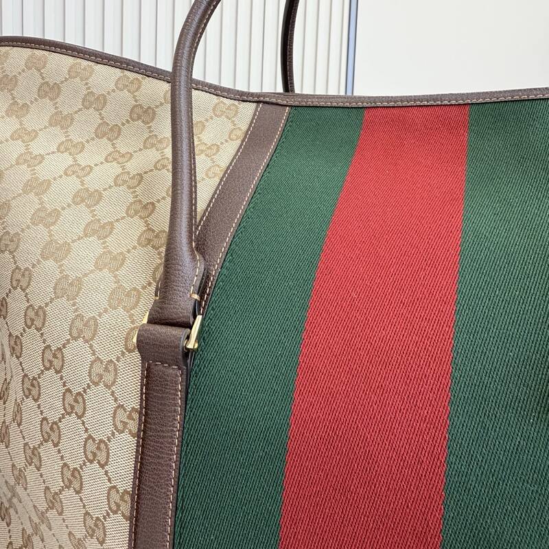 Gucci Ophidia tote Beige Ebony GG Supreme with green and red Web — AAA Quality Replica
