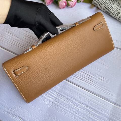 Hermes Kelly Cut Gold brown Epsom 31 evening Premium Replica