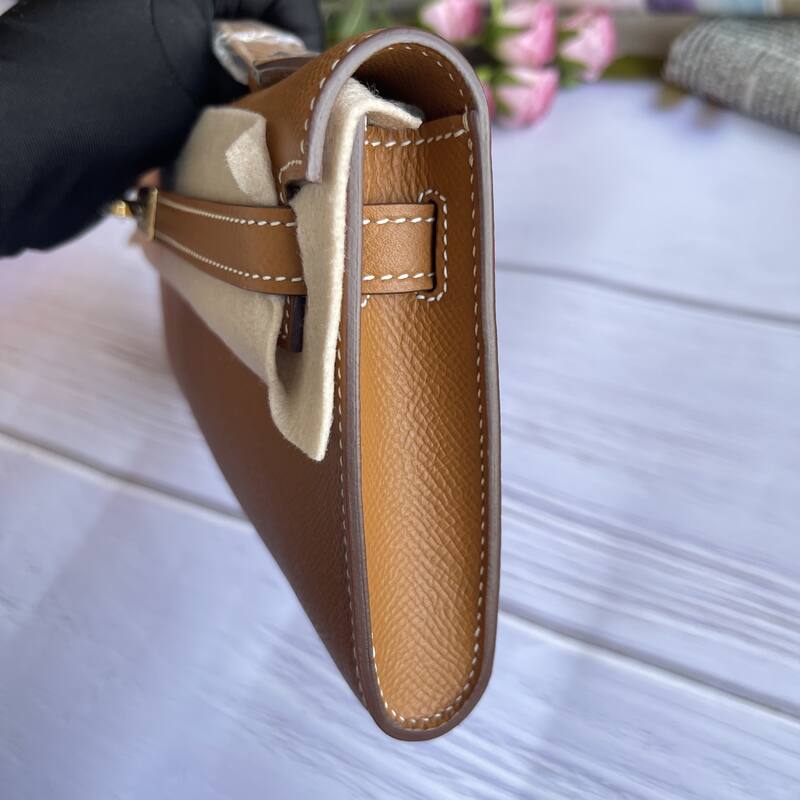 Hermes Kelly Cut Gold brown Epsom 31 evening — Premium Replica