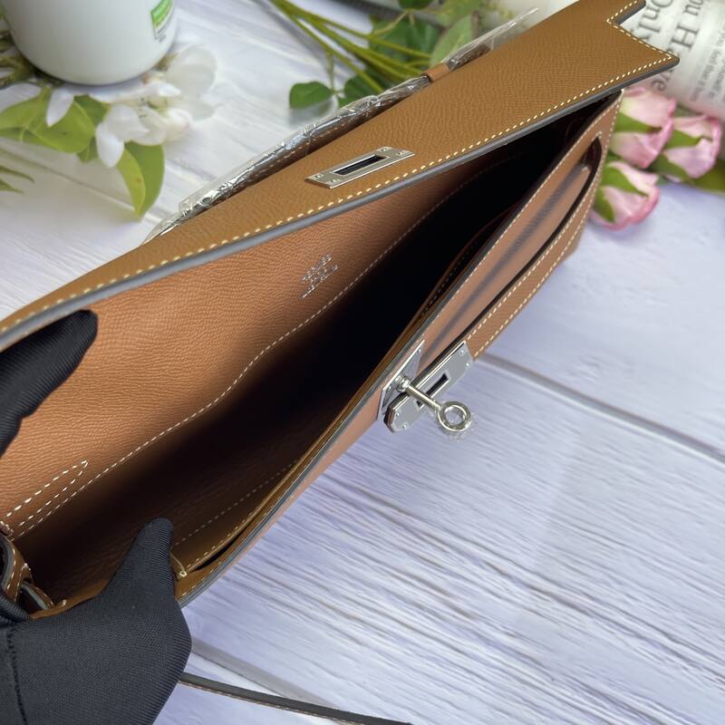 Hermes Kelly Cut Brown Epsom 31 evening — Premium Replica
