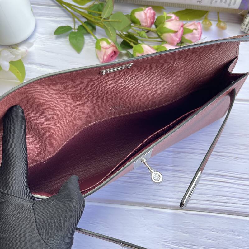 Hermes Kelly Cut Mauve Burgundy Epsom 31 evening — 1:1 Replica