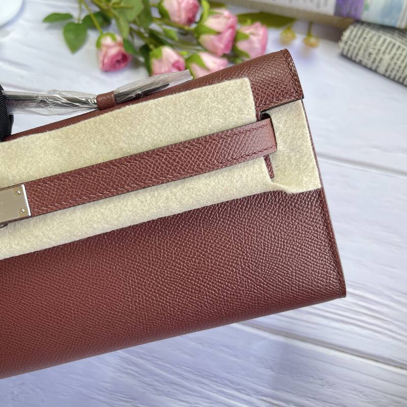 Hermes Kelly Cut Mauve Burgundy Epsom 31 evening — 1:1 Replica