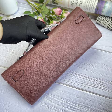 Hermes Kelly Cut Mauve Burgundy Epsom 31 evening 1 1 Replica