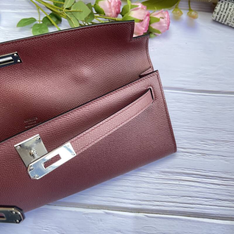 Hermes Kelly Cut Mauve Burgundy Epsom 31 evening — 1:1 Replica