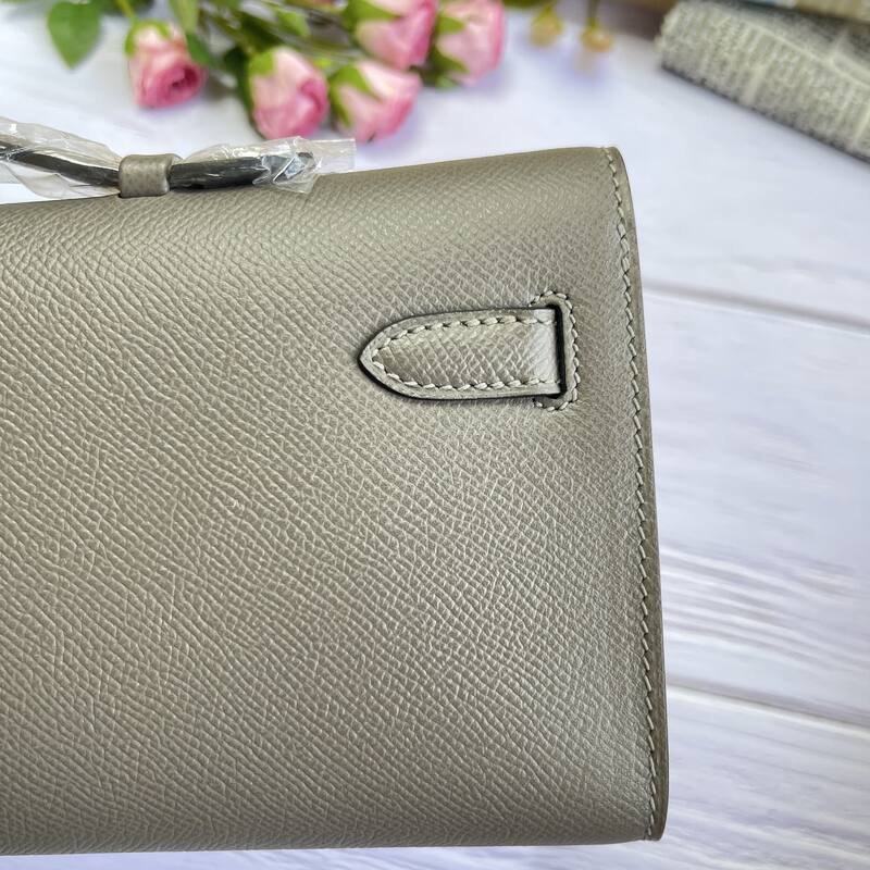 Hermes Kelly Cut Gray Epsom leather 31 evening — AAA Quality Replica
