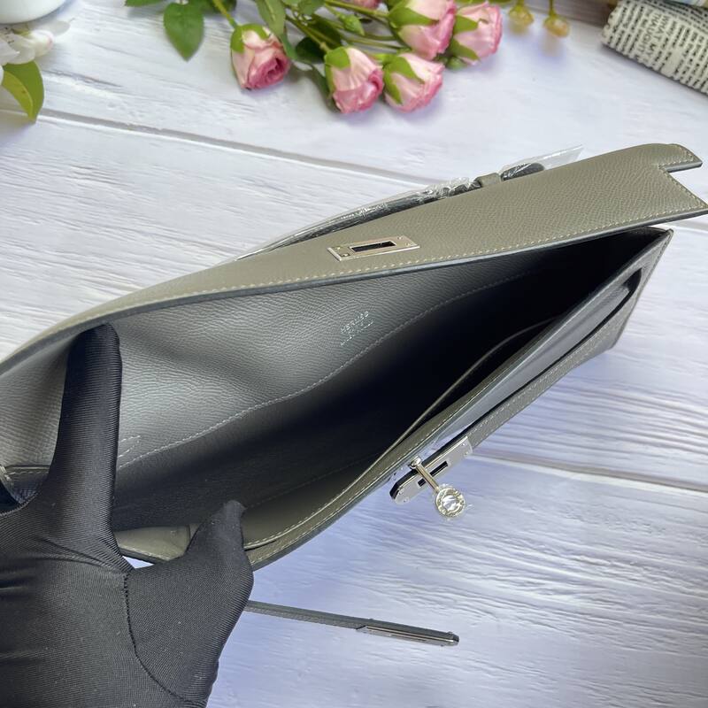 Hermes Kelly Cut Grey Epsom 31 evening — Premium Replica
