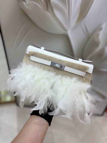 Hermes Kelly Pochette White evening Top Quality Replica