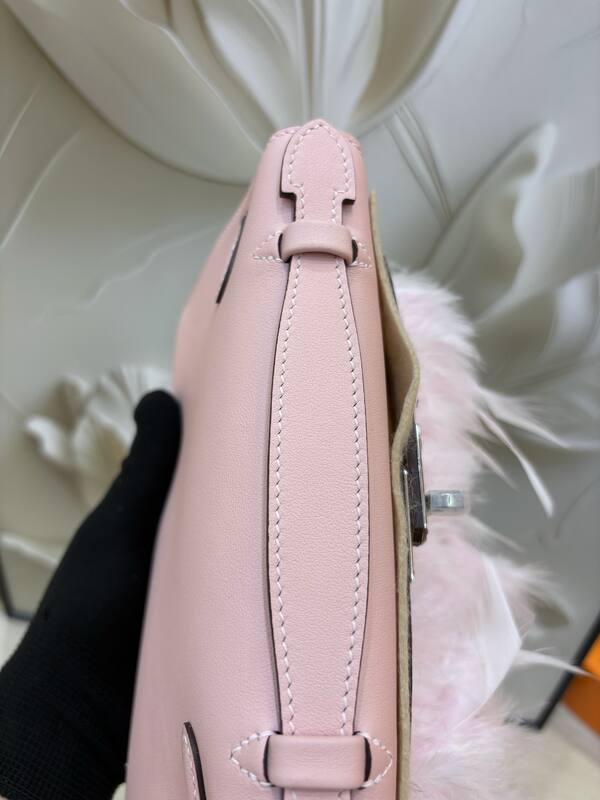 Hermes Kelly Pink Beige Feather mini evening — AAA Quality Replica