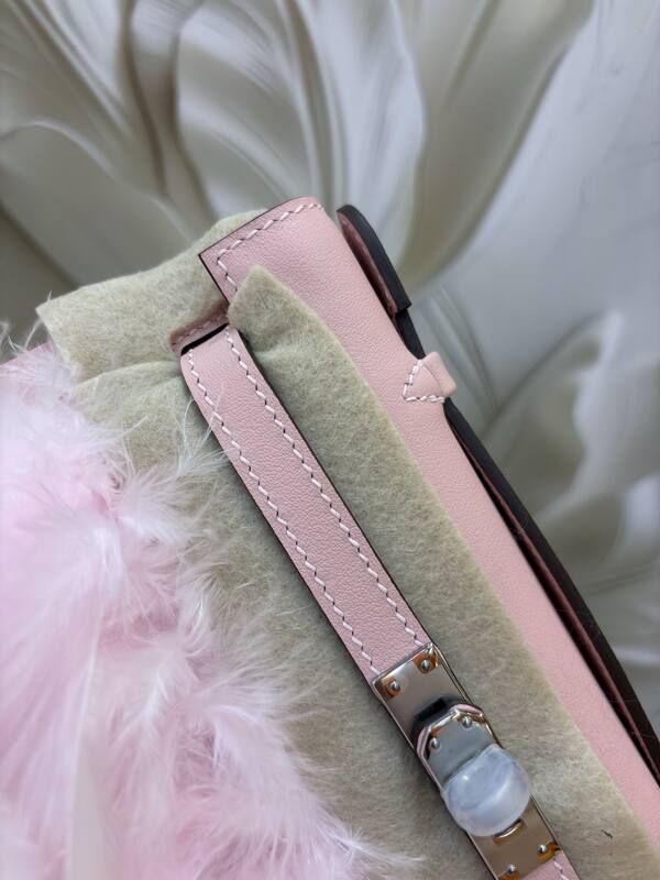 Hermes Kelly Pink Beige Feather mini evening — AAA Quality Replica