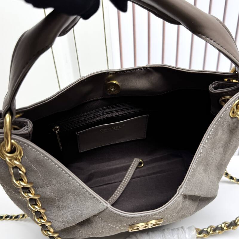 Chanel Hobo Taupe suede shoulder — Premium Replica