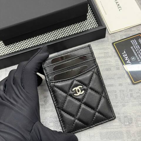 Chanel Black quilted leather card holder 1 1 Replica