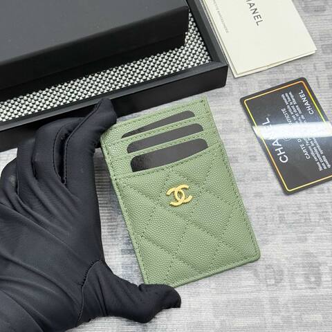 Chanel Green caviar card holder AAA Quality Replica
