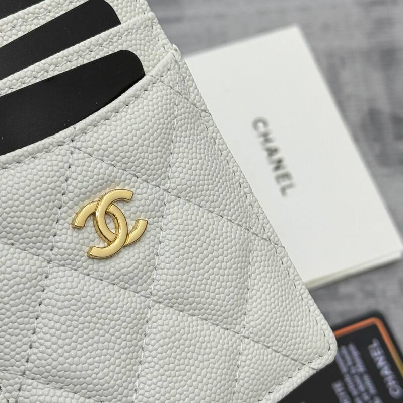 Chanel White caviar leather card holder — Premium Replica