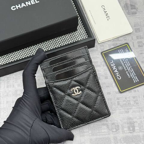 Chanel Black caviar card holder Top Quality Replica