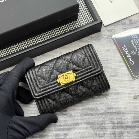 Chanel Boy Black caviar 11x8 5x3cm wallet 1 1 Replica