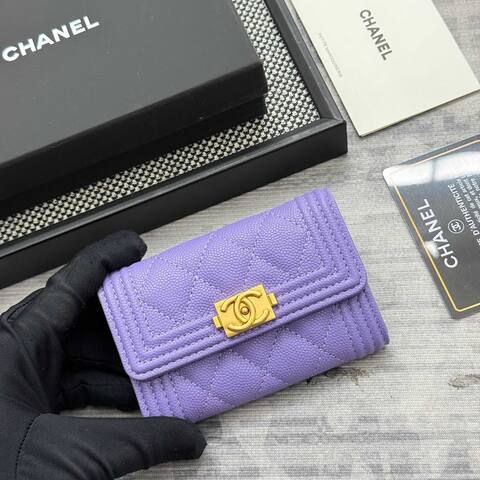 Chanel Boy Purple 11x8 5x3cm wallet Top Quality Replica
