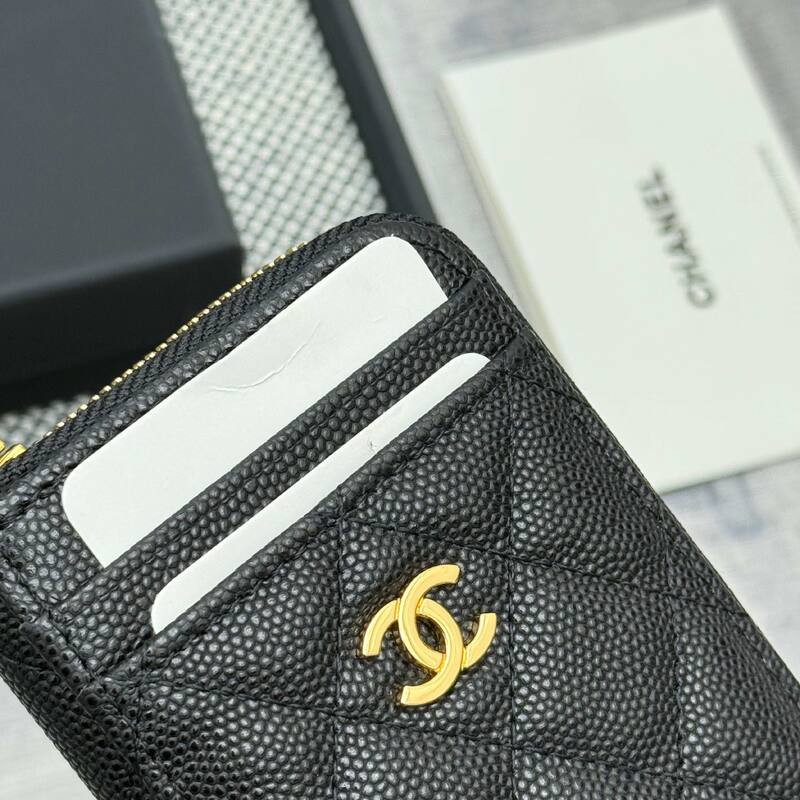 Chanel Black caviar leather card holder — Top Quality Replica