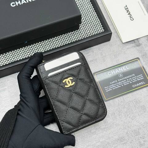 Chanel Black caviar leather card holder Top Quality Replica