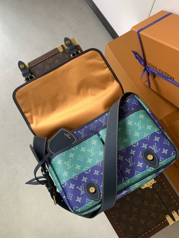 Louis Vuitton M15187 Monogram Heritage Marque Blue Green shoulder — Top Quality Replica