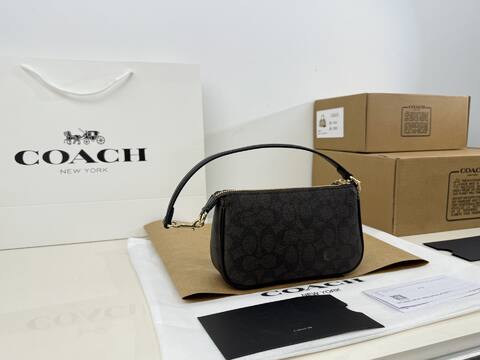 Coach Nolita 19 Brown Black Signature Coated Canvas 19cm shoulder 1 1 Replica