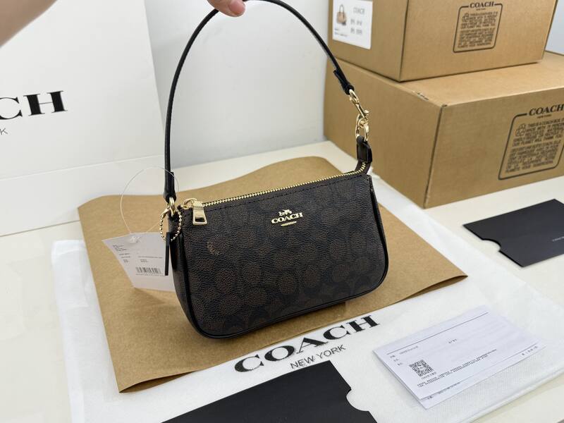 Coach Nolita 19 Brown Black Signature Coated Canvas shoulder — 1:1 Replica