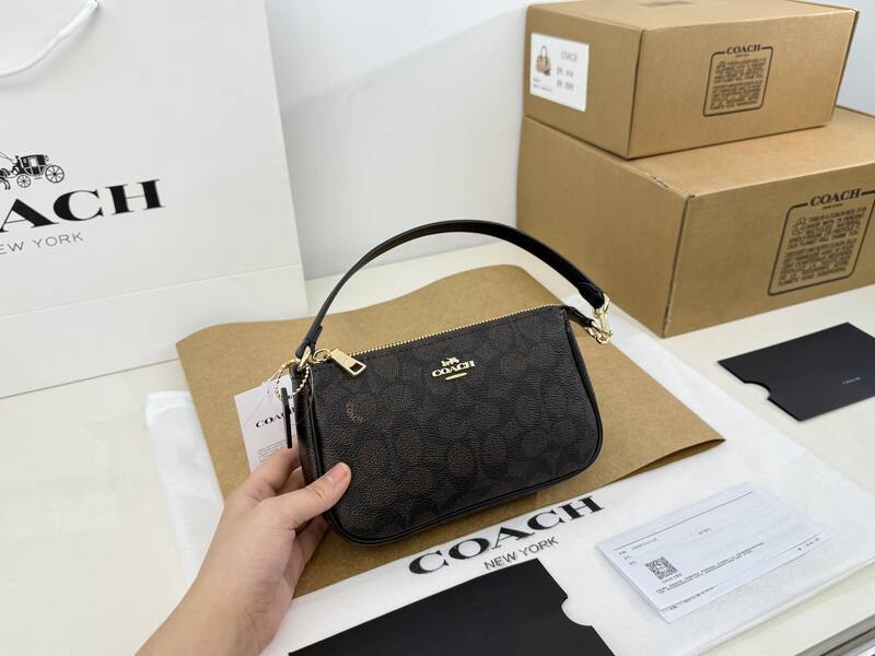 Coach Nolita 19 Brown Black Signature Coated Canvas shoulder — 1:1 Replica