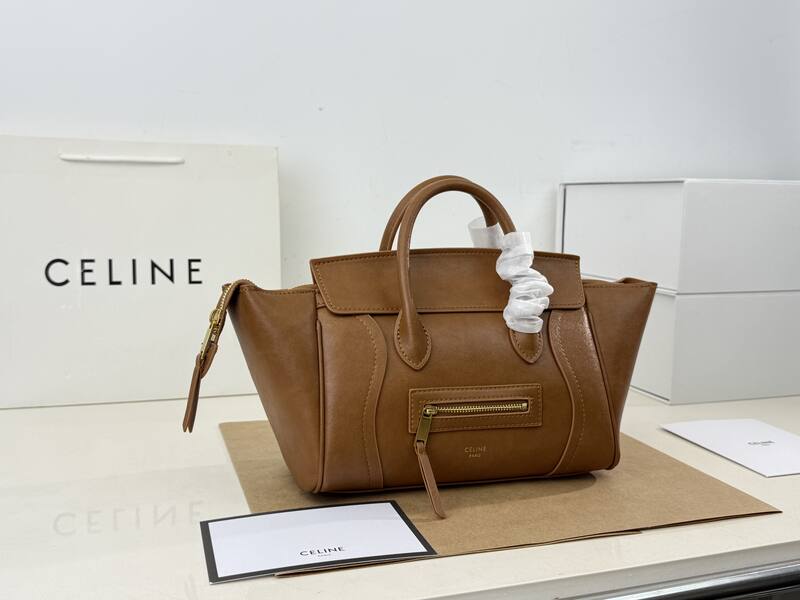 Celine Luggage Burgundy smooth leather / Beige smooth leather handbag handbag — 1:1 Replica