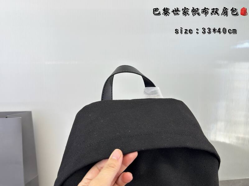Balenciaga Black canvas with black leather trim 33*40cm backpack — 1:1 Replica