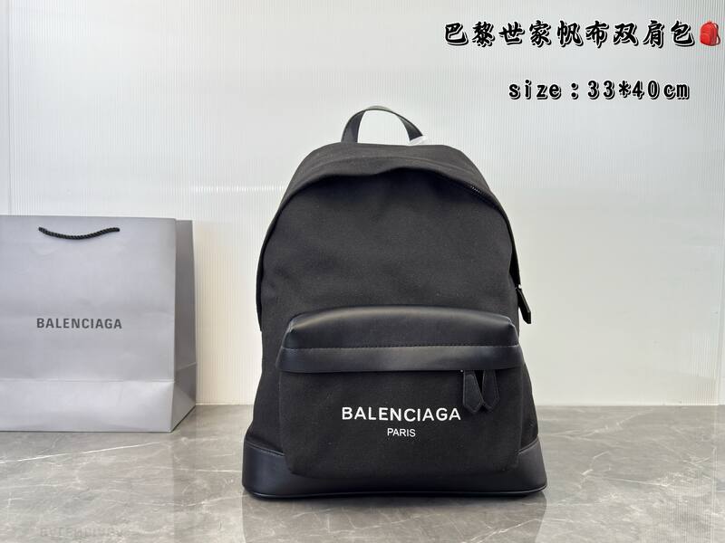 Balenciaga Black canvas with black leather trim 33*40cm backpack — 1:1 Replica