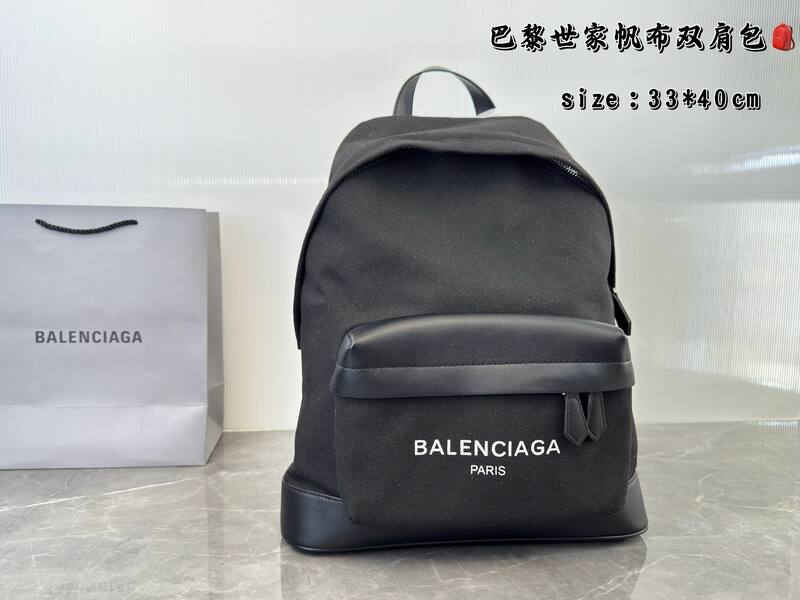 Balenciaga Black canvas with black leather trim 33*40cm backpack — 1:1 Replica