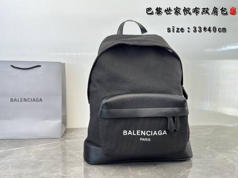 Balenciaga Black canvas with black leather trim 33 40cm backpack 1 1 Replica