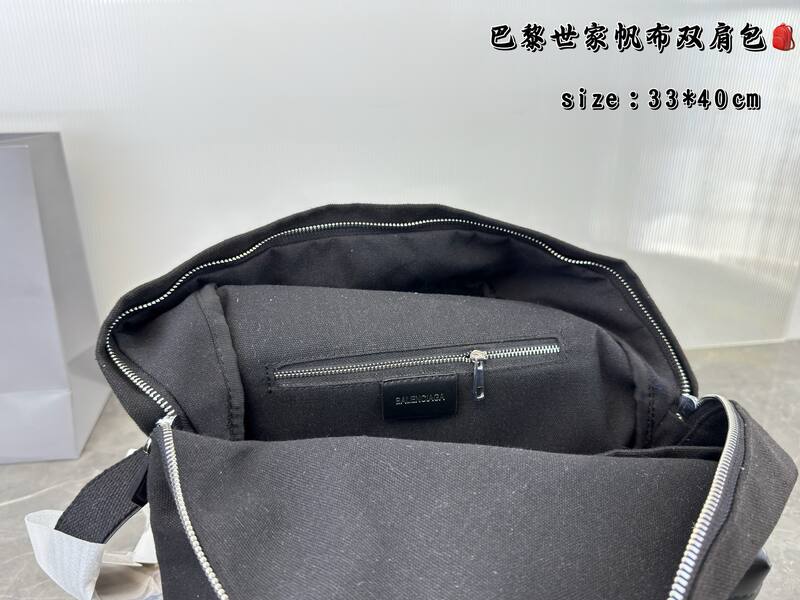 Balenciaga Black canvas with black leather trim 33*40cm backpack — 1:1 Replica