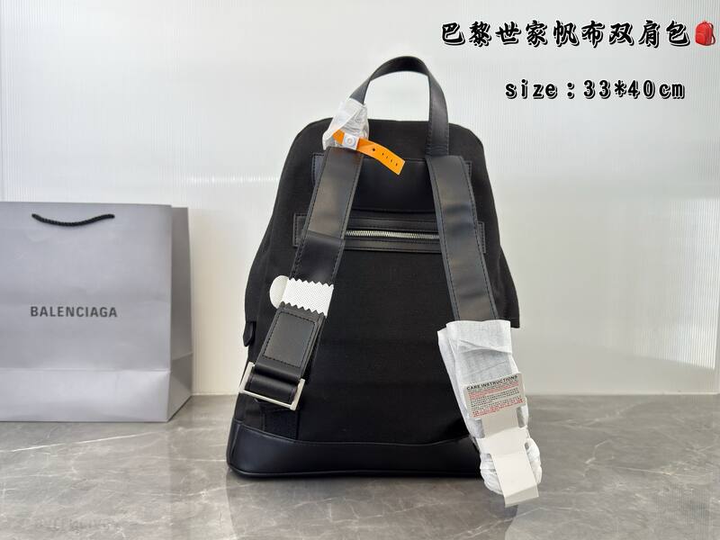 Balenciaga Black canvas with black leather trim 33*40cm backpack — 1:1 Replica