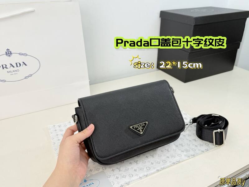 Prada Black Saffiano leather 22*15cm crossbody — 1:1 Replica