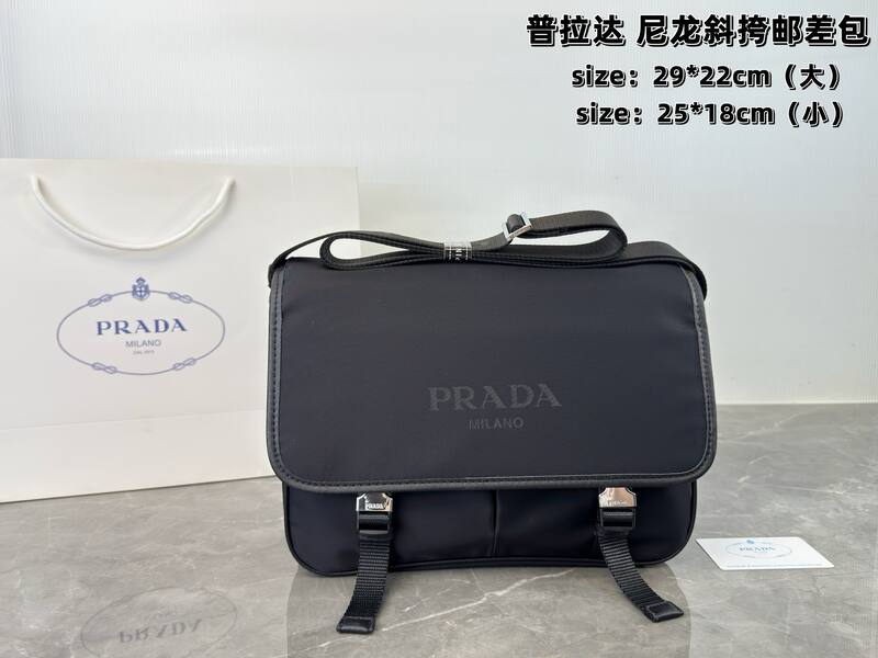 Prada Nylon black 29*22cm (large) 25*18cm (small) crossbody — Premium Replica