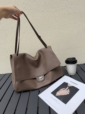 Chanel Taupe Brown shoulder Top Quality Replica
