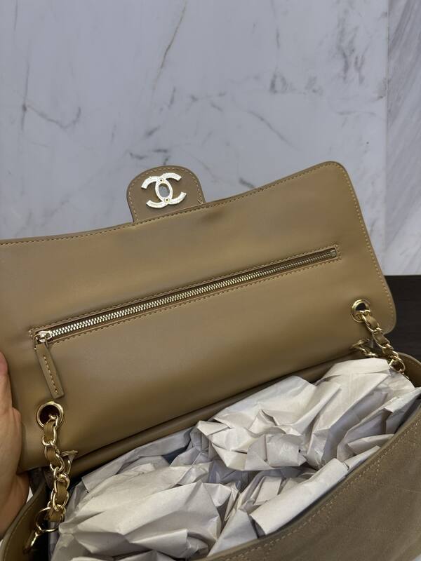 Chanel Classic Flap Beige suede shoulder — 1:1 Replica