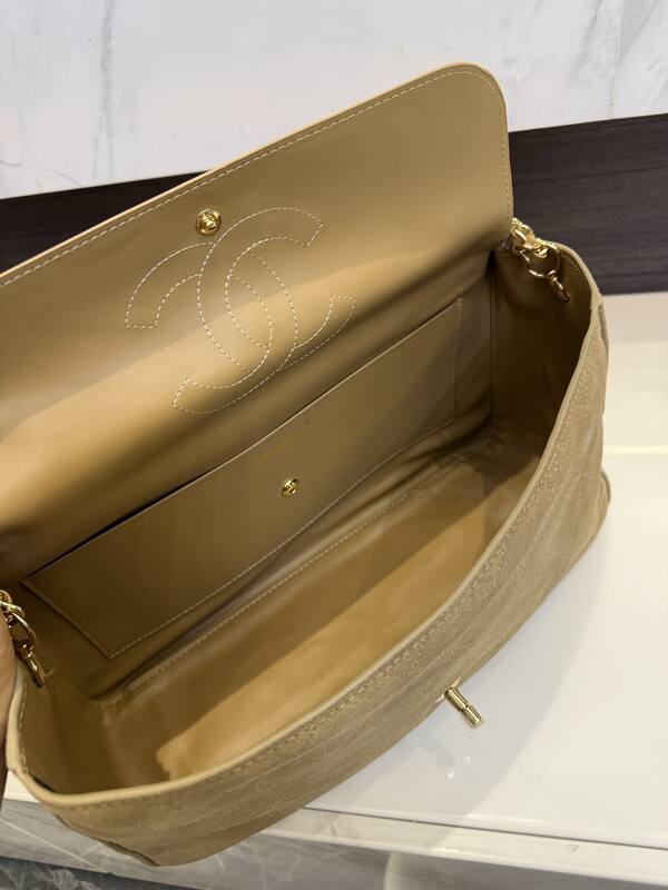 Chanel Classic Flap Beige suede shoulder — 1:1 Replica
