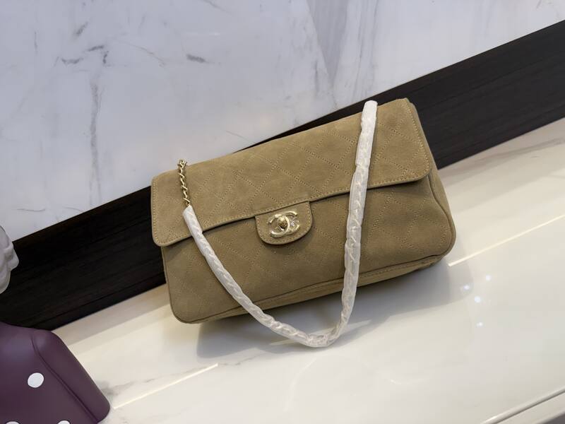 Chanel Classic Flap Beige suede shoulder — 1:1 Replica