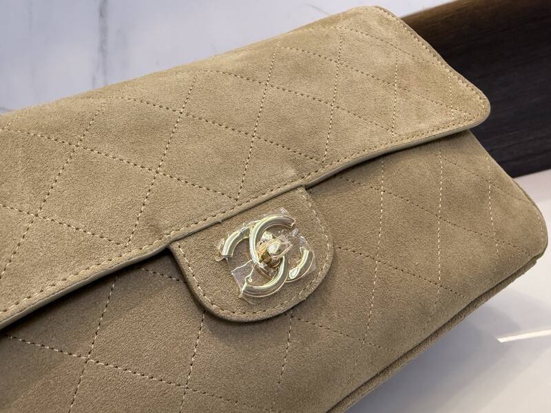 Chanel Classic Flap Beige suede shoulder — 1:1 Replica